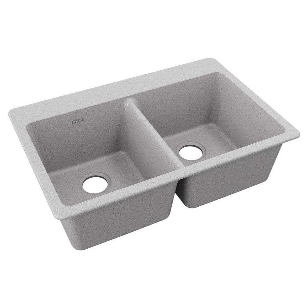 Quartz Classic ELG3322GS0 Greystone Equal Double Bowl Top Mount Sink