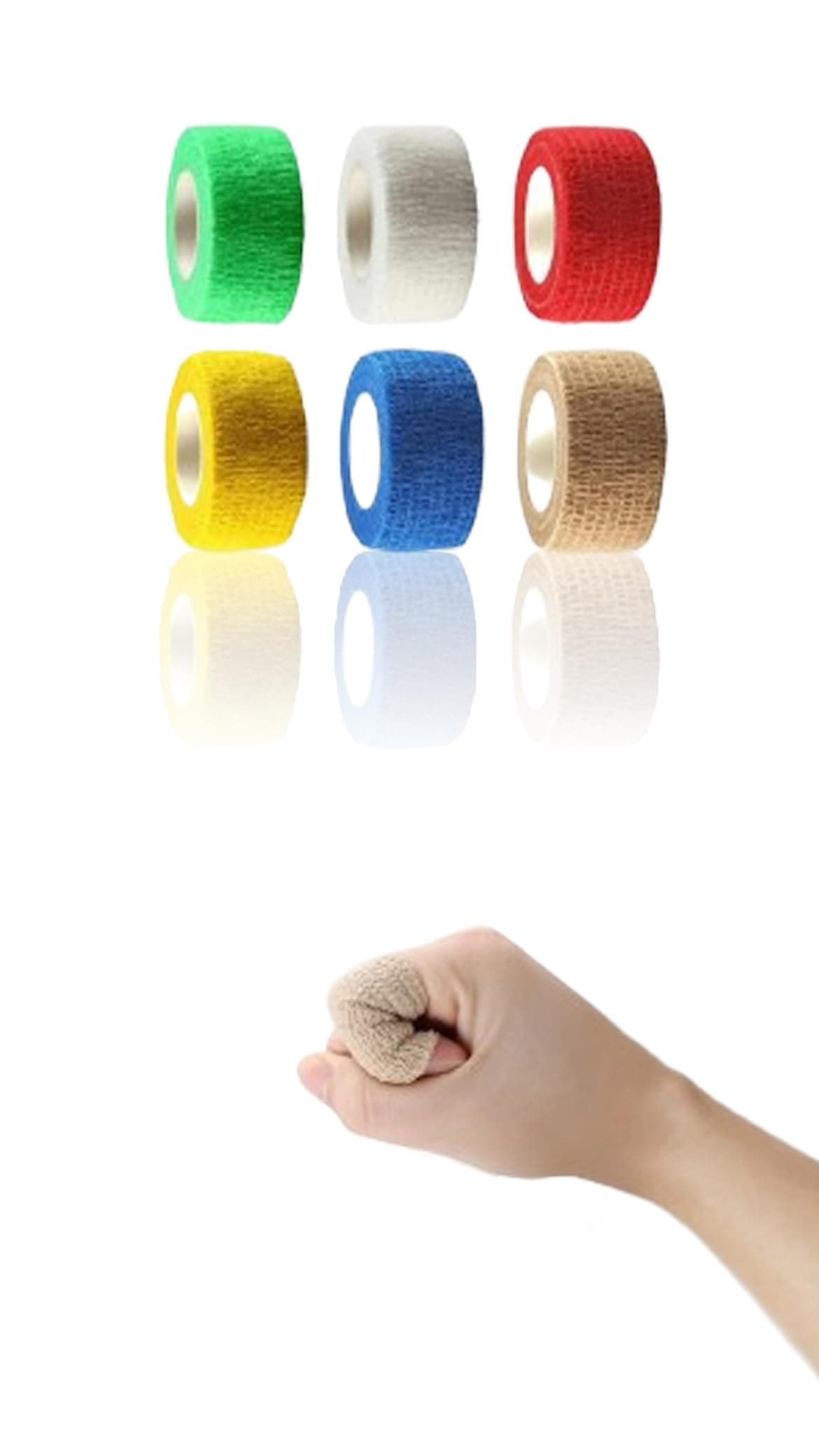 12 Rolls of 1" x 5 Yards Cohesive Bandage Wrap - Self Adherent, Breathable Vet Tape for Sports, Wrist, Ankle, and Tattoo Wraps - Elastic Adhesive Bandage