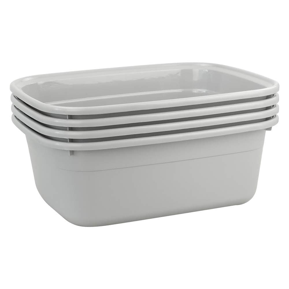 14-Quart Gray Plastic Wash Tub/Dish Pan Basin, Set of 4