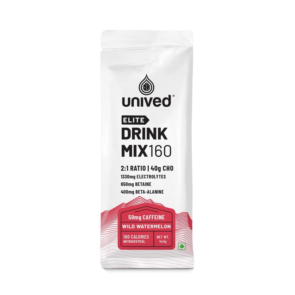 Unived Elite Drink Mix 160 | Isotonic Energy Drink | 2:1 Ratio & 40g Carbohydrates with Betaine & Beta-Alanine | Endurance Athletes Sports Drink Wild Watermelon (50mg Caffeine), 8 Pack