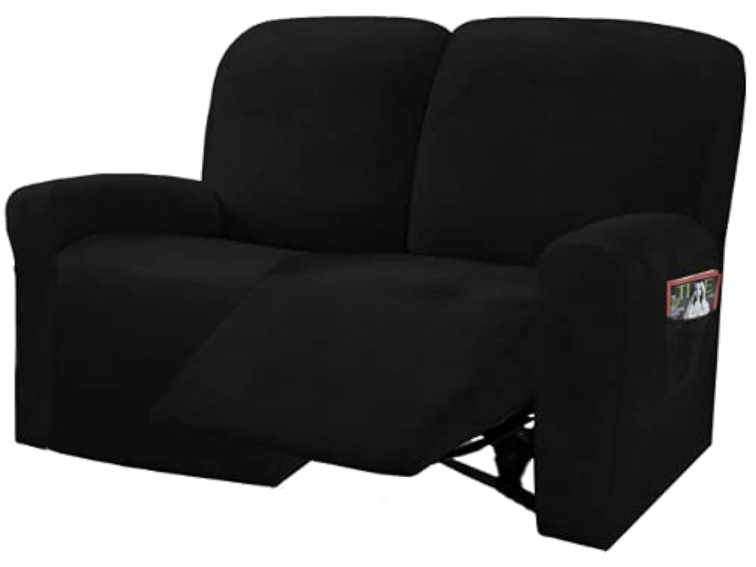 ULTICOR Reclining Love Seat Slipcover, 48" - 65" L, 6-Piece Velvet Stretch Loveseat Reclining Sofa Covers, 2 seat Love seat Recliner Cover, Thick, Soft, Washable (Black)