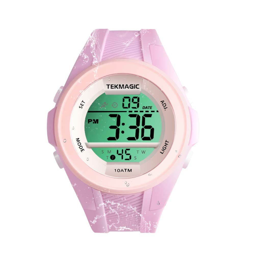Girls Sports Watch 10 ATM Waterproof Swimming Watch with Stopwatch, Chronograph, Alarm Functions, Dual Time Zone, 12/24 Hours Format
