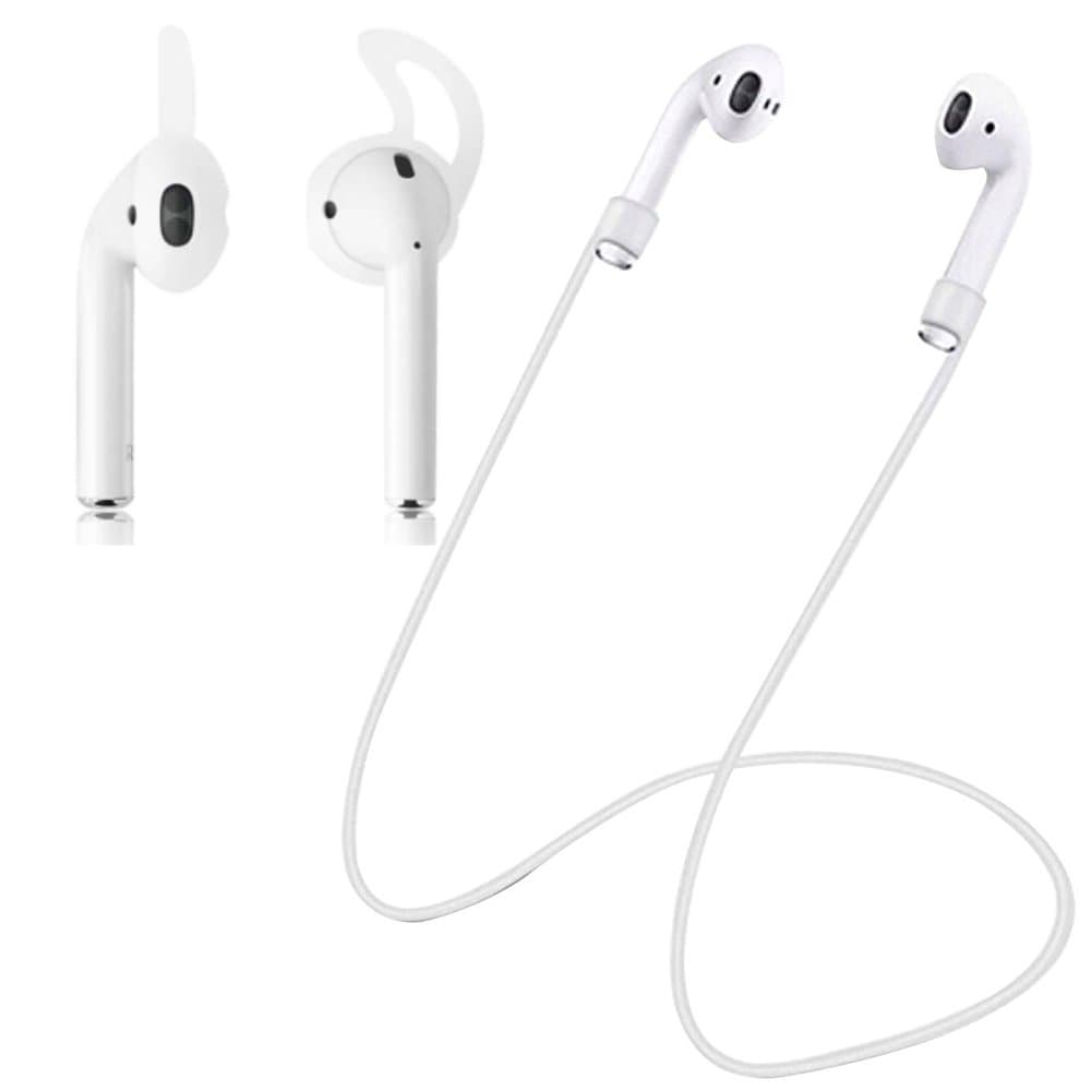 (Updated Model) Lightweight White Strap with Free Ear Hook - Compatible with AirPods (AirPods Ear Hooks, AirPods EarHooks, AirPods Ear Tips, Airpod Strap) by Greenkey Accessories