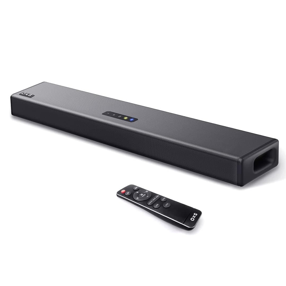 S3 Sound Bars for TV, Home Theater Audio with Dynamic Bass, 3D Surround Sound System TV Sound Bar, TV Speakers, Bluetooth 5.0/Aux/Optical/Coaxial, 80-Watt, 3Eqs, Wall Mountable, Black