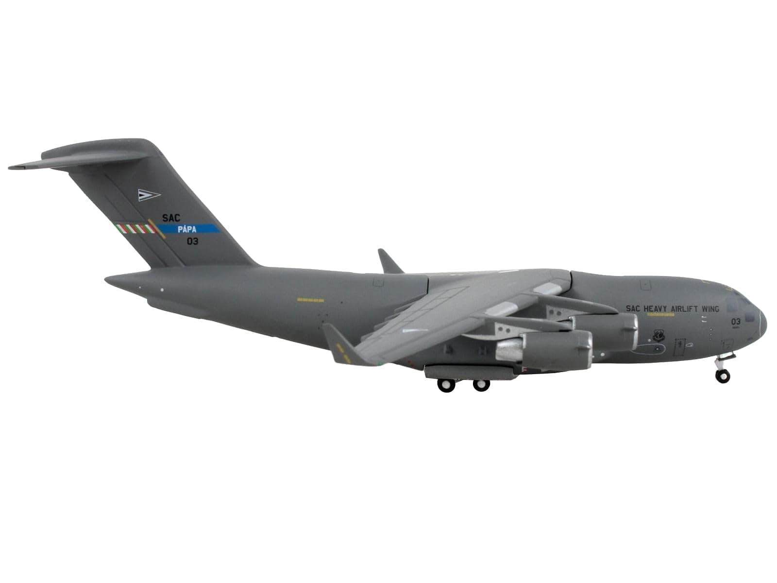 GeminiJets Boeing C-17 Globemaster III Transport Aircraft SAC Heavy Airlift Wing SAC-03 Papa Air Base Hungary NATO Gemini Macs Series 1/400 Diecast Model Airplane