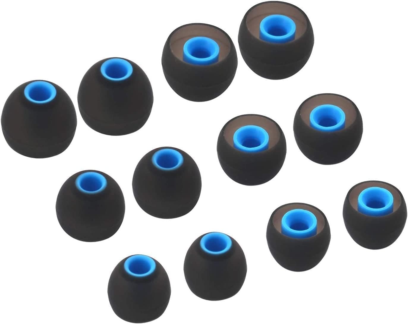 Crysendo Soft Silicone Rubber Earbuds Eartips Compatible with Senheiser, Skulcandy, Sam-Sung, Son-y, JBL, Mi, Beats | Pain Reducing, Anti-Slip Replacement Eartips (12Pcs) (Large - Blue)