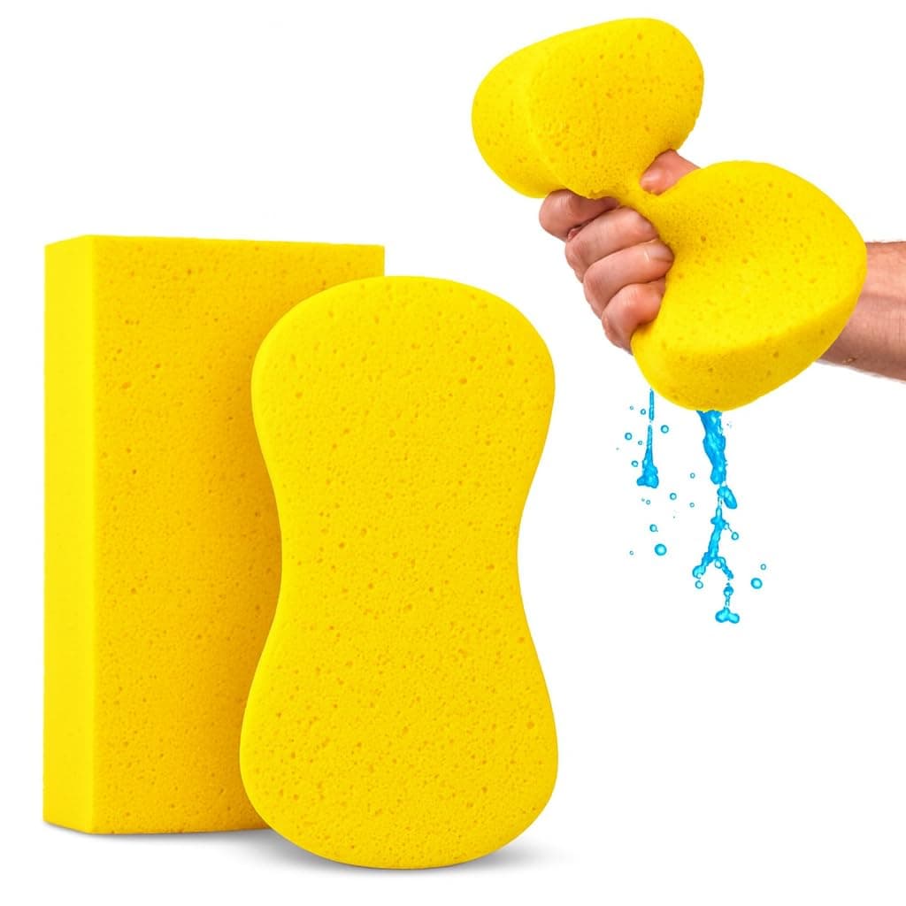Multi-Purpose Sponges for Cleaning - Yellow 2 Pack, Large Sponges for Car Washing, Tile & Grout, All Purpose Cleaning