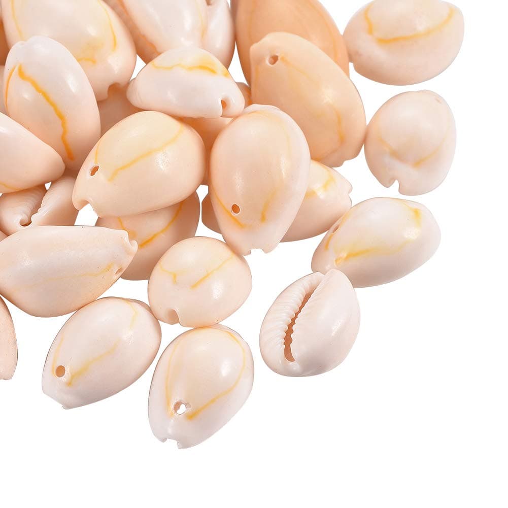 DanLingJewelry Tiny Cowrie Sea Shells Oval Ocean Beach Spiral Seashells Craft Charms for Candle Making, Fish Tank and Vase Filler, Party Wedding Decor(Light Salmon Color-50pcs,)