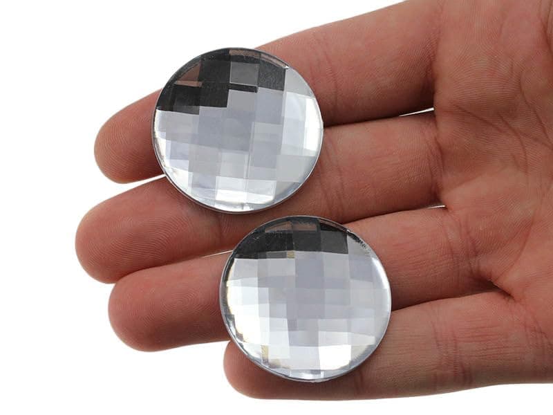 KraftGenius 35mm Crystal H102 Flat Back Round Acrylic Rhinestones Plastic Circle Gems for Costume Making Cosplay Jewels Pro Grade Embelishments - 6/CNT