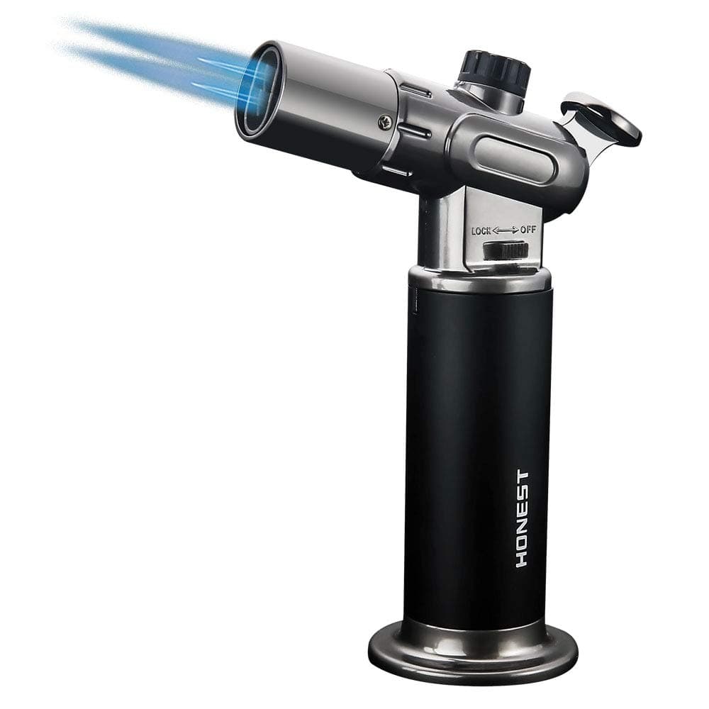 Culinary Torch, Windproof lighter, Butane Torch, Adjustable Flame, Cooking Torch, Candle lighter, Camping Home Use Welding(Black)