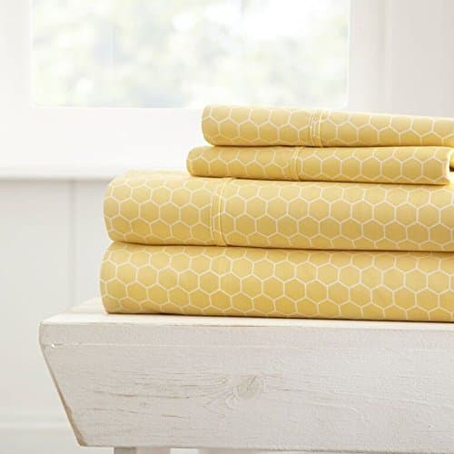 Linen Market4 Piece King Bedding Sheet Set (Yellow Geometric) - Sleep Better Than Ever with These Ultra-Soft & Cooling Bed Sheets for Your King Size Bed - Deep Pocket Fits 16" Mattress