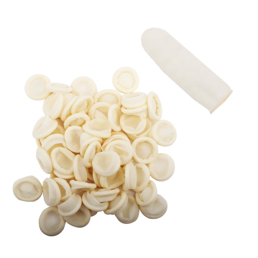 Disposable Latex Finger Cots Reusable Rubber Fingertips Protective Gloves Powder Free Latex Finger Cot (200 PCS)