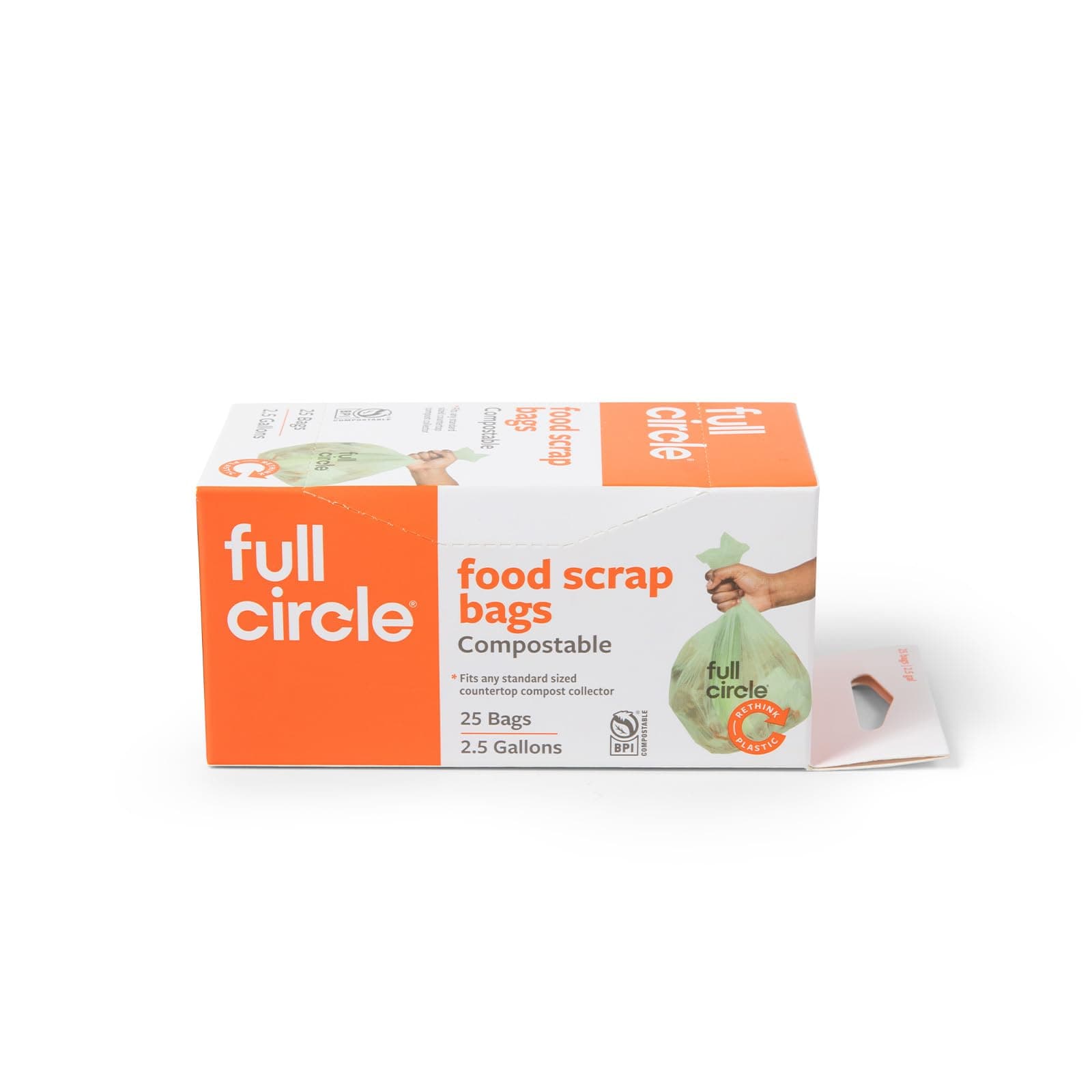 Full Circle Compostable Food Waste Bags 2.5 Gallon 25ct - BPI Certified Plant-Based Liners, Extra Thick - Sealed Bottom, Tear and Leak Resistant - Fits Kitchen Compost Bins No Microplastics