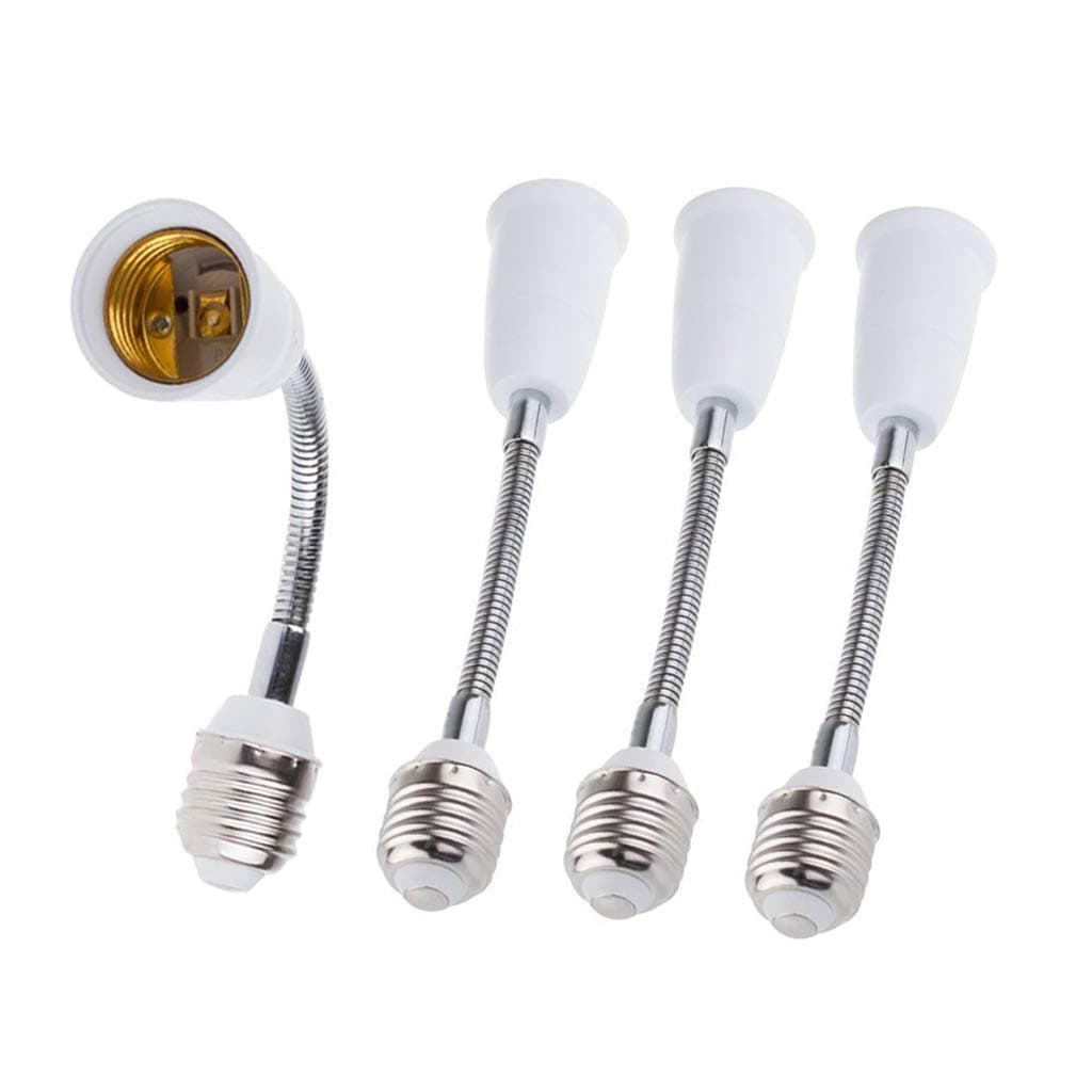 E26/E27 Bulb Socket Extender Adapter, E26/E27 to E26/E27 Flexible Extension, All Directional Light Adjustable Converter for A19 LED Lights, Recessed Spotlights, Etc (4-Pack)
