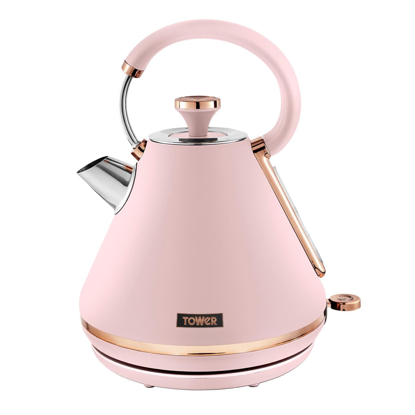 T10044PNK Cavaletto Pyramid Kettle with Fast Boil, Detachable Filter, 1.7 Litre, 3000 W, Marshmallow Pink and Rose Gold