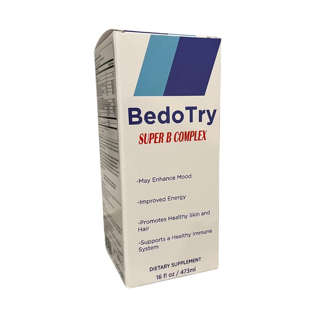 BEDO Try Vitamin B12, Super B Complex Liquid Dietary Supplement- Gluten Free, B Complex Vitamin Supplement for Immune Support and Healthy Skin, Improved Energy Supplements- Cherry Flavor 16 FL Oz