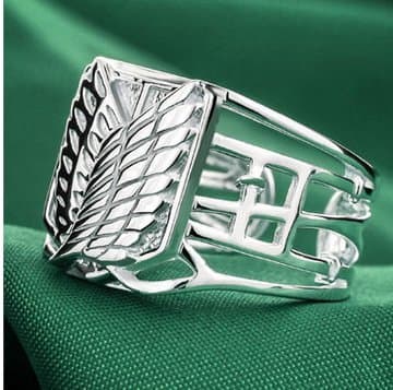 Moonlight Corner Attack on Titan Cosplay Ring Investigation Corps Badge Ring 925 Sterling Silver Ring Men's Ring