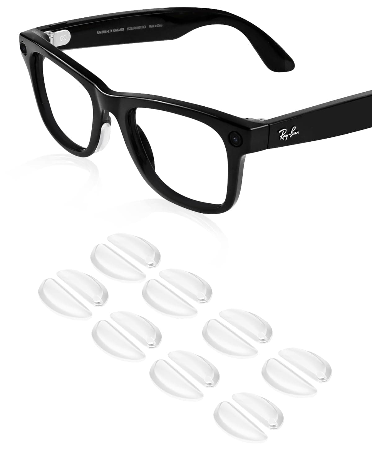 Compatible with Ray-Ban Meta Wayfarer Eyeglass Nose Pad, 8 Pairs Soft Silicone Nose Pads, Anti Slip Replacement Nose Pads