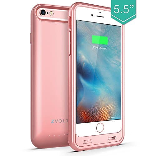 iPhone 6S Plus Battery Case, iPhone 6 Plus Battery Case, ZVOLTZ Wireless iPhone 6S Plus Charging Case (5.5 Inches)[Rose Gold][1-Year Warranty] - 4000mAh Portable Charge[MFI Apple Certified]