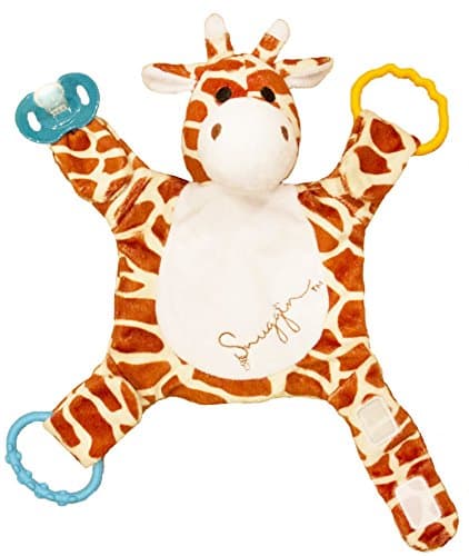 Snuggin - The Comforting Day and Night Lovey Miracle for Babies (Spotted Giraffe) - Plush Stuffed Animal Pacifier and Teether Holder