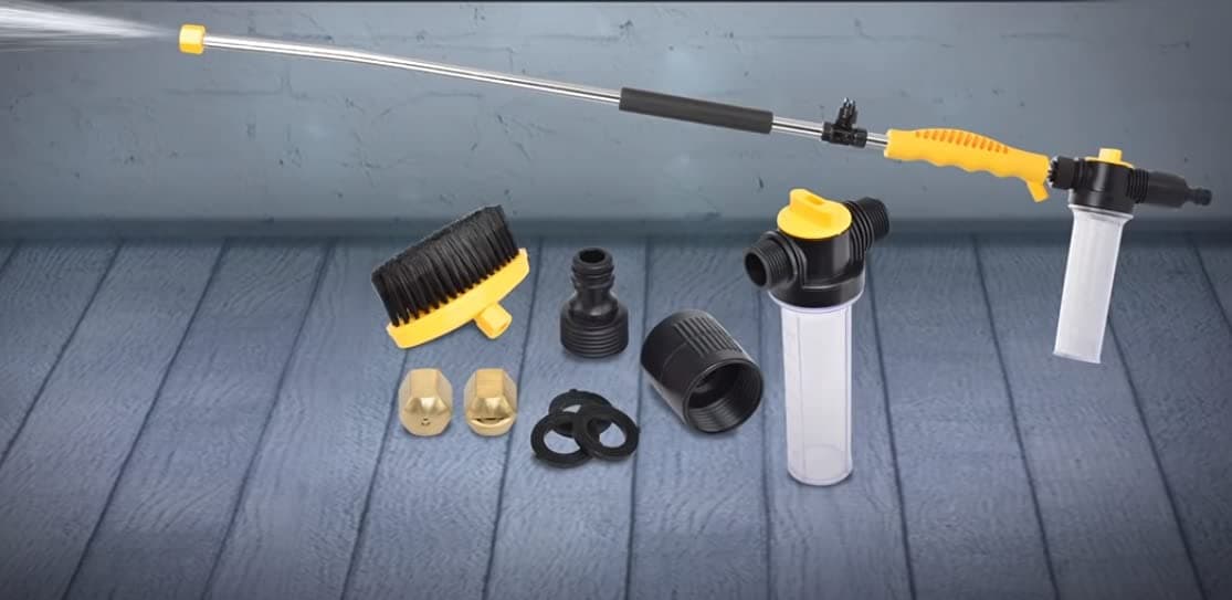 DS Services® Water Zoom Jet Power Pressure Washer High Pressure Washer PowerShot |100% Pure Copper | Lance Garden Hose Attachment with Soap Dispenser and Brush | Ideal for Washing Cars