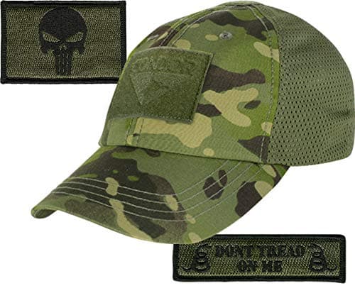 Gadsden and Culpeper Operator Cap Bundle - w Punisher/Dont Tread Patches (Multicam-Tropic Cap - Mesh)