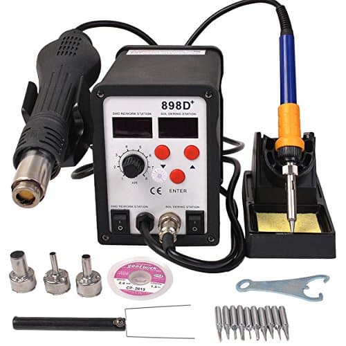Hot Air Gun Solder Iron Welder ESD 2in1 898D+ Soldering Rework Station Durable