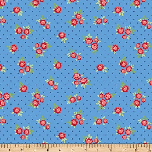 Penny Rose Harry And Alice Tiny Rose Fabric, Blue, Fabric By The Yard