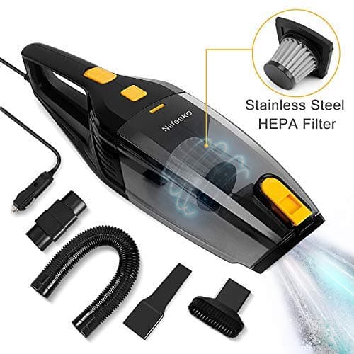 Handheld Vacuum Cleaner, Nefeeko High Power 5000PA 120W 12V Auto Vacuum Cleaner for Car, Portable Wet Dry Vacuum Cleaner for Dust Quick Car Cleaning, 14.8FT Power Cord, HEPA Filter