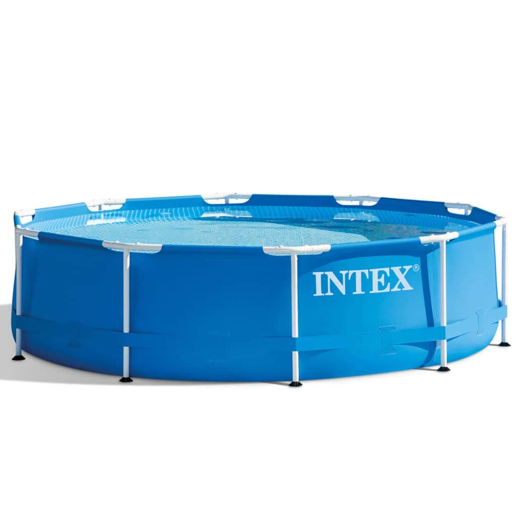 AK Sports Intex 28202UK 10ft x 30in Above Ground Metal Frame Outdoor Round Swimming Pool with Filter Pump Included, 4,485 liters, Blue, Measures 305 x 305 x 76 cm