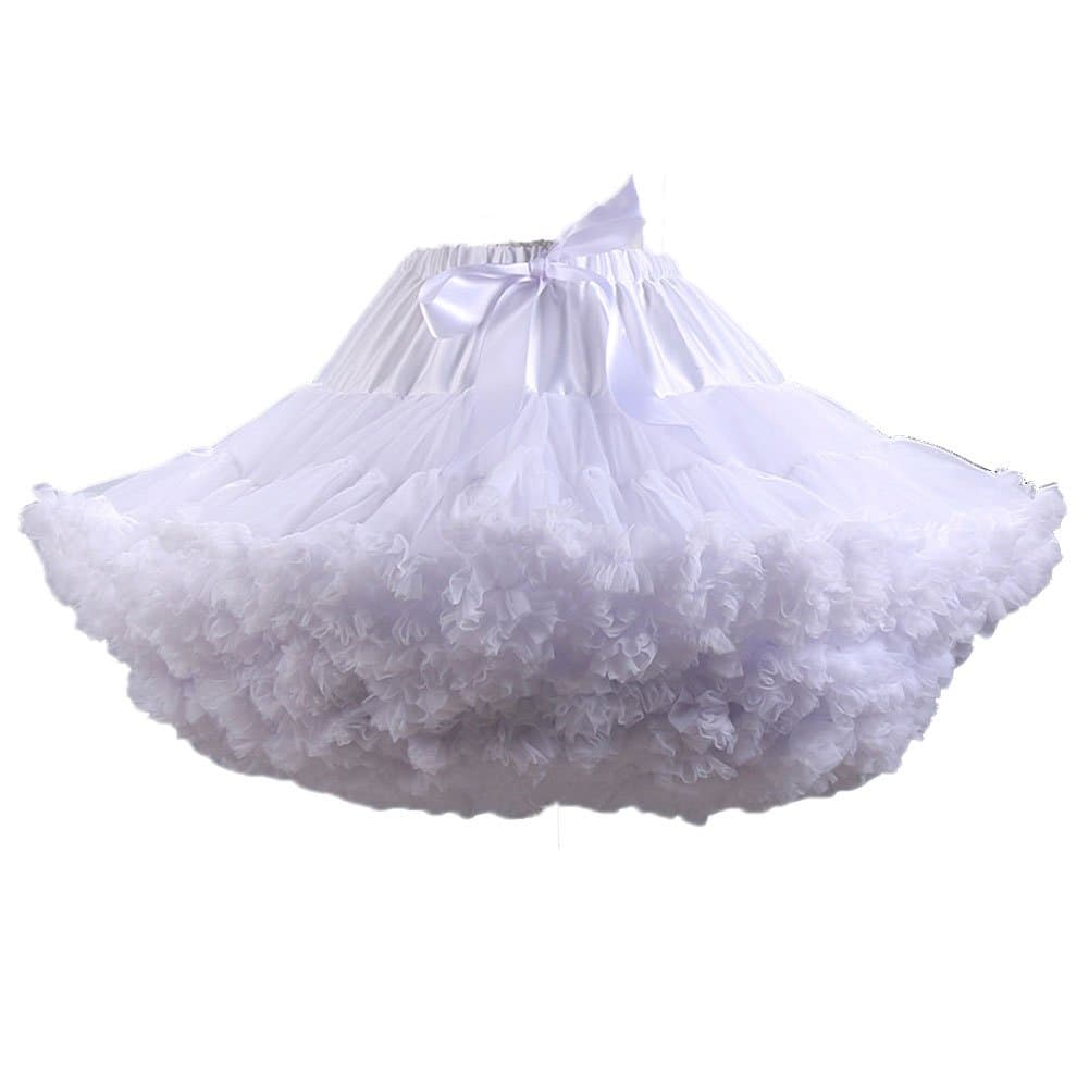 Fluffy Women's Tutu Skirt Adult Tulle Short Petticoat with Ruffles 8 Colors