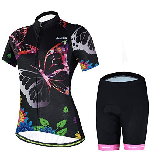 Cycling Jersey Women Aogda Bike Shirts Bicycle Bib Shorts Ladies Biking Pants Tights Clothing (D05,M)