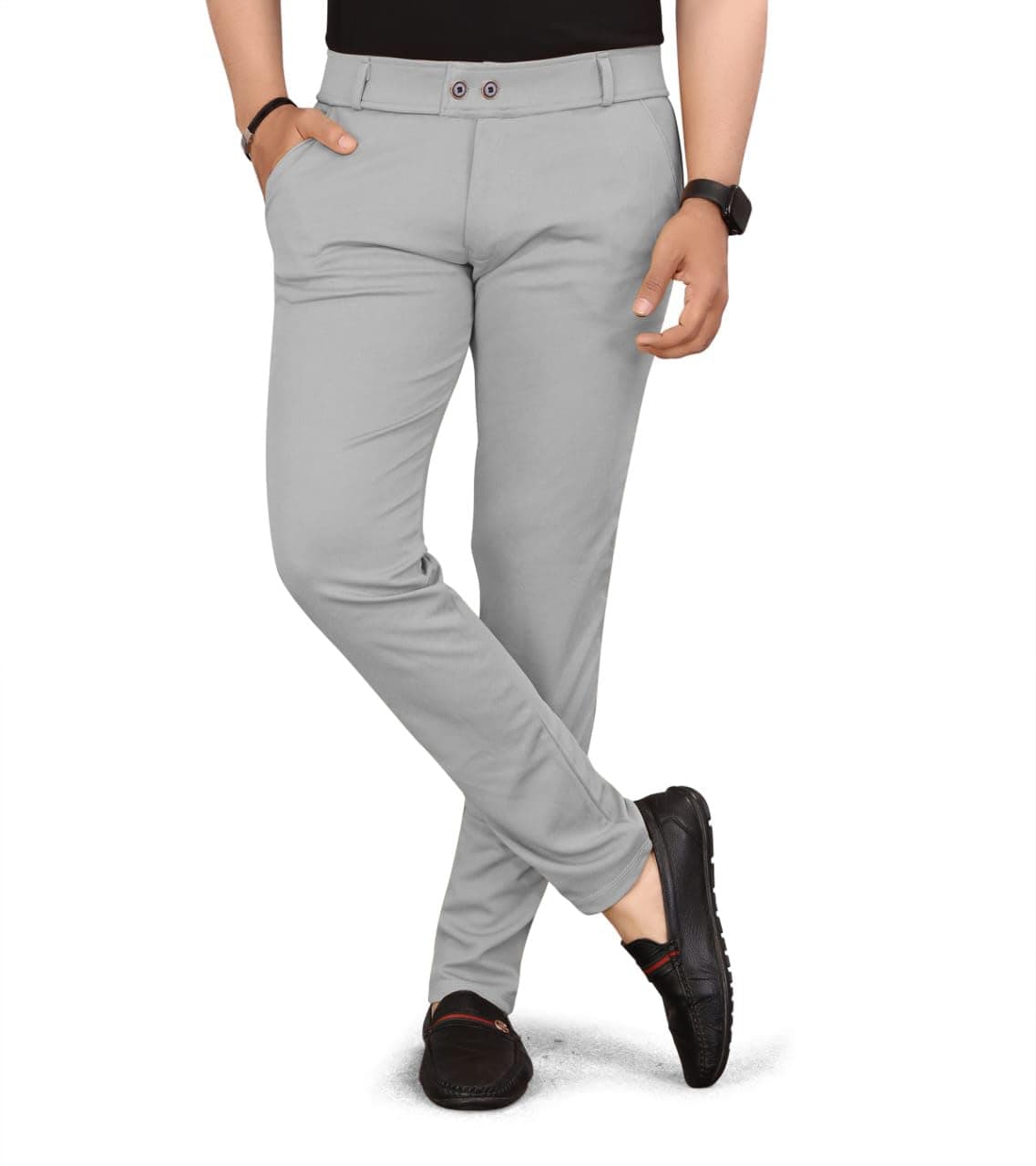 Men's Solid Lycra Slim Fit Stretchable Casual Wear Comfortable Formal Trousers Pants