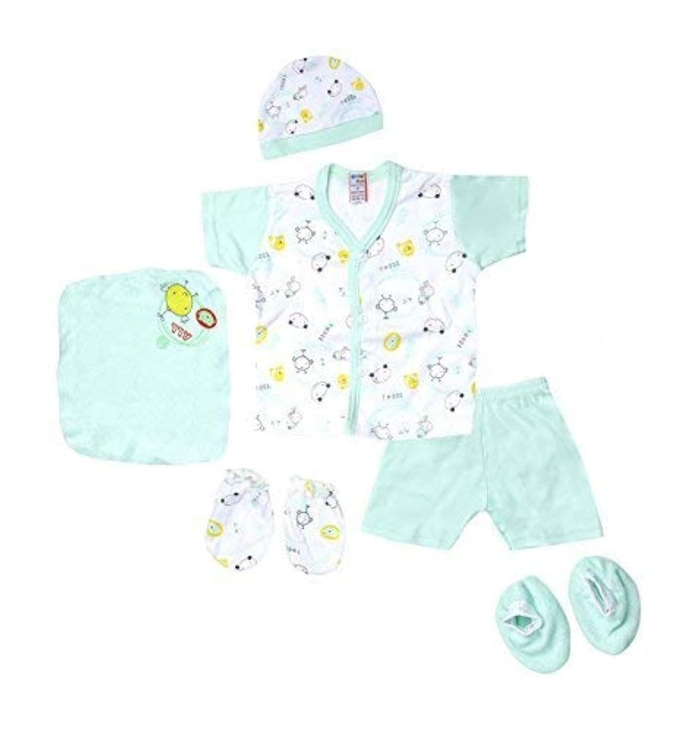 Little Hub Baby Boy's Cotton Gift Set (S21118_Green_0 Months-3 Months)