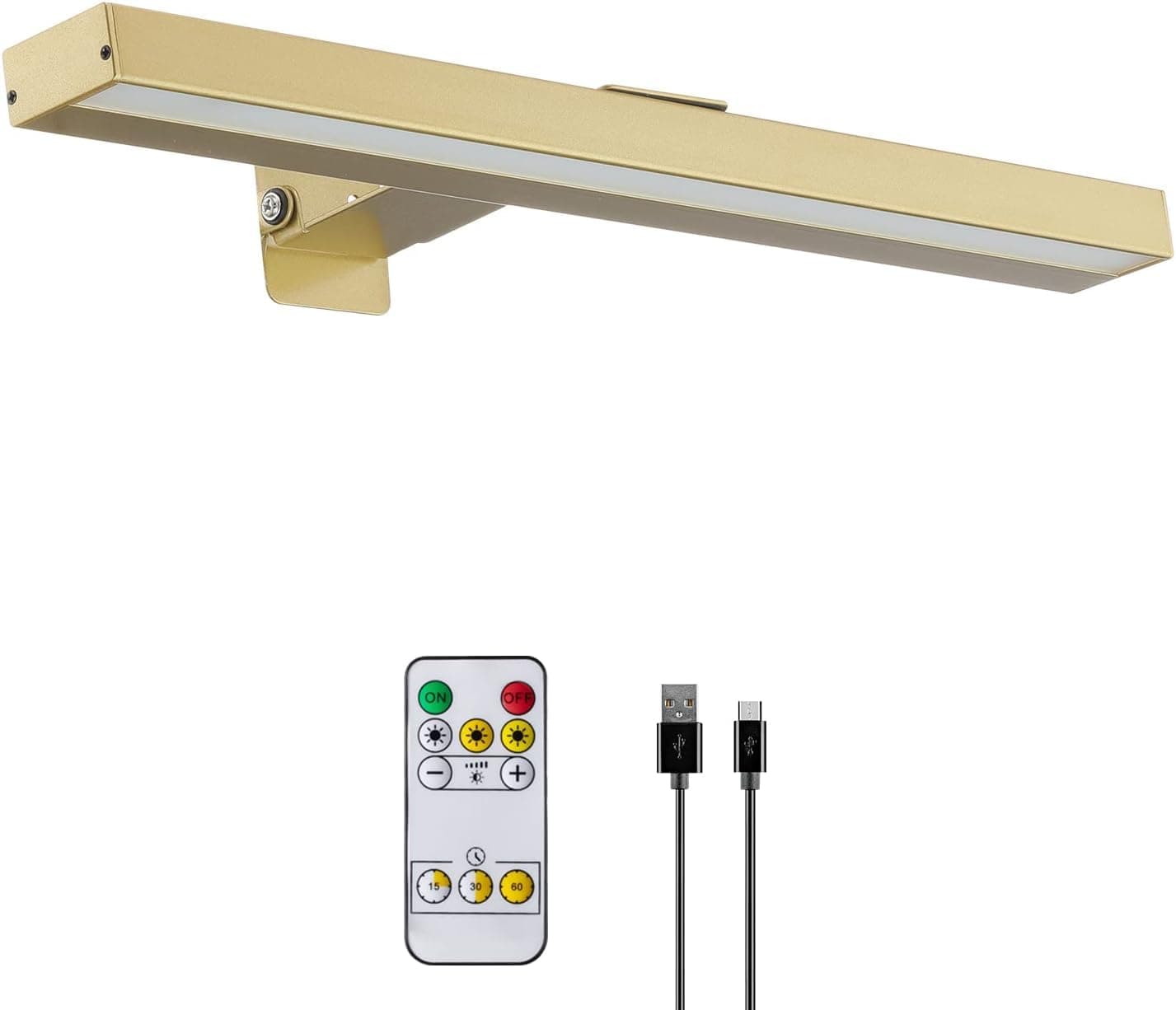 MIOBLUE Rechargeable Picture Lights with Remote, 16" Battery Operated Painting Light Display Lamp with 3 Lighting Modes, Dimmable Dartboard Light with Timer for Frame Portrait Art, Metal Body