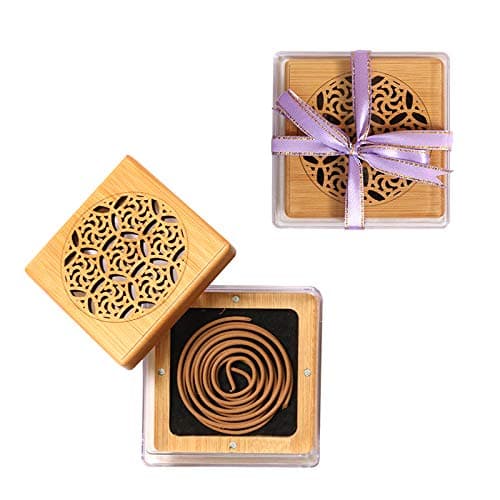 BoSidin Bakhoor - Large Square Wooden Incense Burner with Oud Bakhoor Incense Coil 1pc in Akli Gift Box - A23L