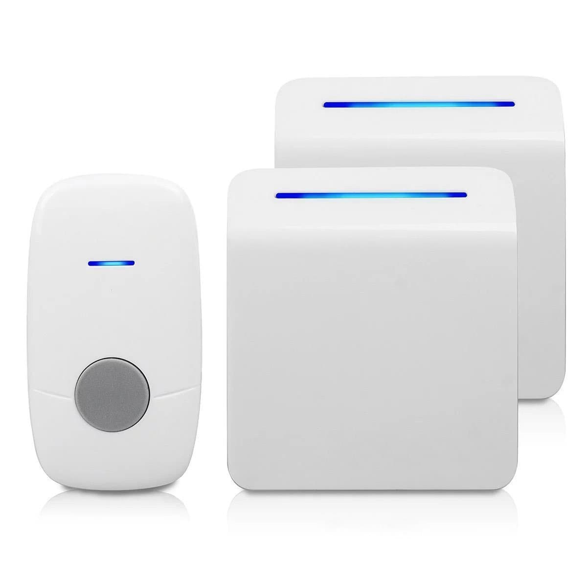 YIROKA Digital Wireless Doorbell (Encrypted Radio Signals System, 2 Door Chimes - 1 Waterproof Remote Control) with 48 Chime Tones & LED Flashing Indicator