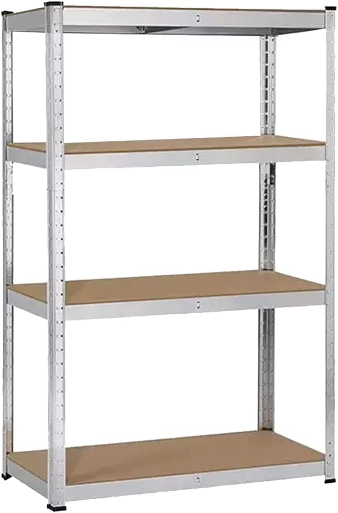 5 Tier Garage Shelves Metal Storage Shelving Heavy Duty Shed Storage Racking Unit Adjustable Boltless for Warehouse Workshop Office (Silver, 4 Tier(90x45x180cm))