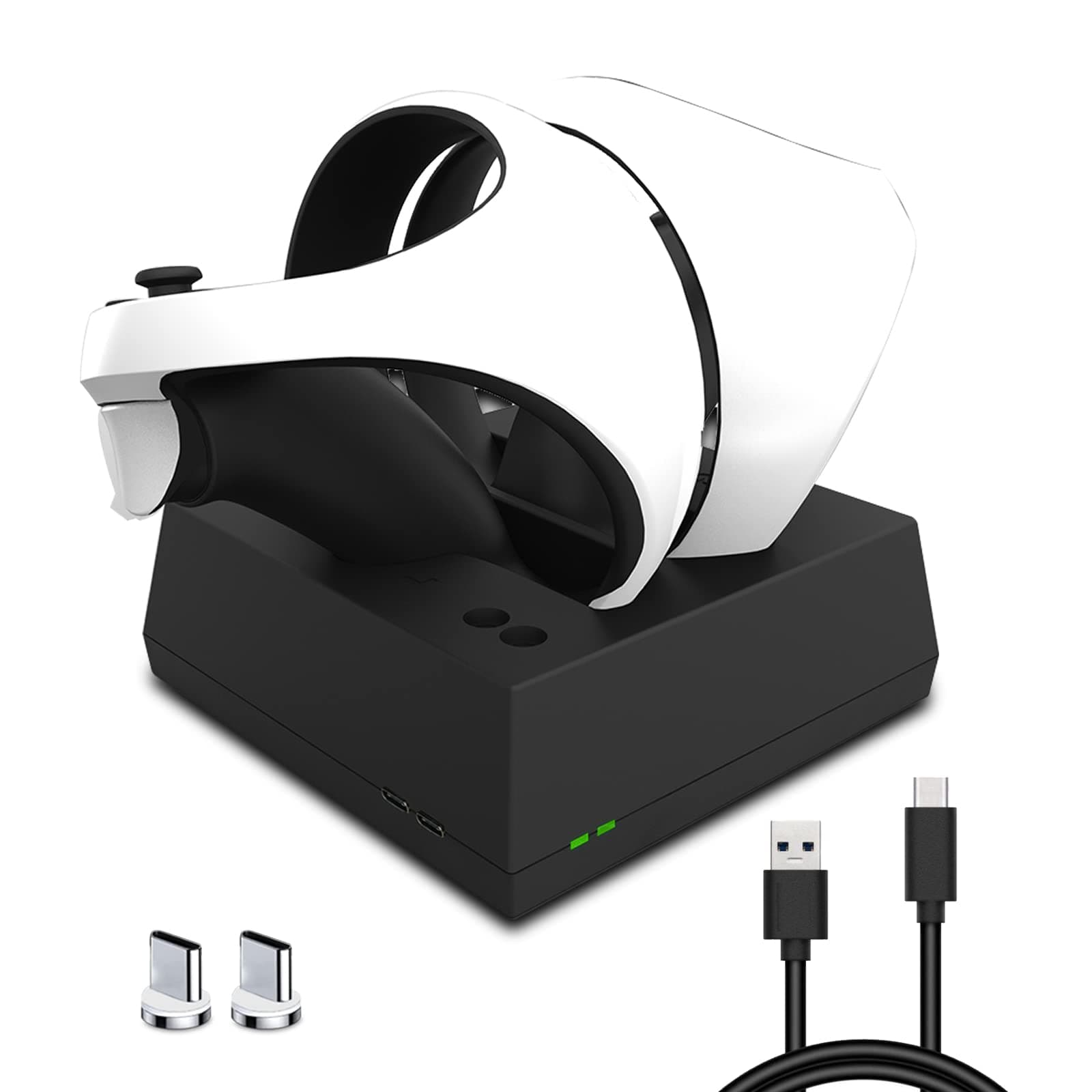 PS VR2 Controller Charging Station - PSVR 2 Charging Dock for PSVR2 Sense Controller, Dual Fast Charger PS VR2 Charging Dock with Smart LED Light, USB to Type-C Charging Cable