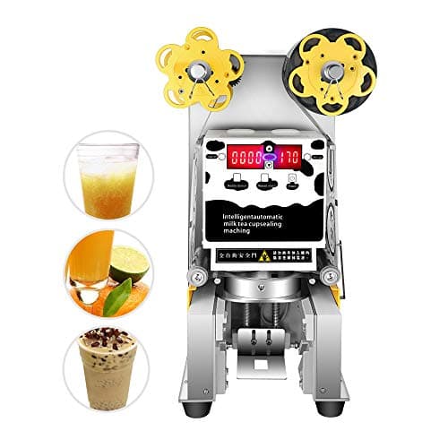 Commercial Electric Fully Automatic Sealer 450W Electric Paper/Plastic Cup Sealing Machine for Bubble Milk Tea Coffee Smoothies Sealer 90/95mm