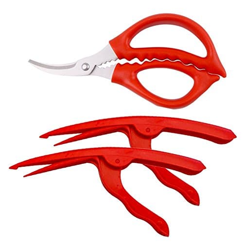 Top Seafood Cracker, Set of 4 Lobster Scissors and 8 Shrimp Crackers Non-Slip Heatproof Handle, Sharp Strong Durable Food-Grade Stainless Steel Peeler Shears for Crab Prawn Nut Skin Shell, 1378.03