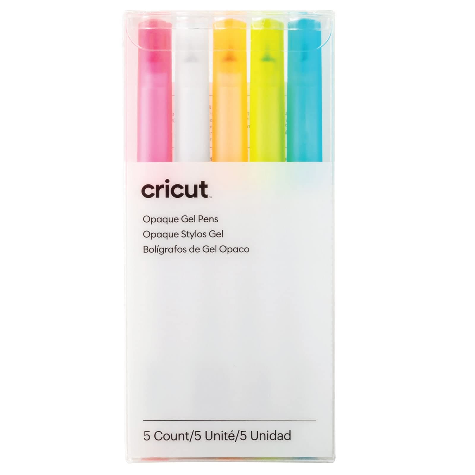 Cricut Opaque Gel Pens 1.0 mm, Pink/White/Orange/Yellow/Blue (5 ct), Assorted