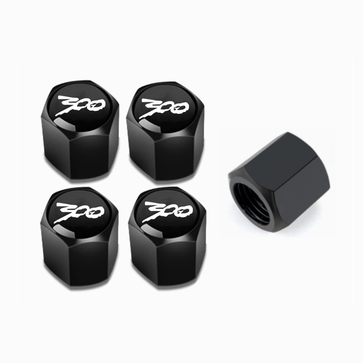HUIANTS for Chrysler 300/C/ 300S Black Metal Tire Valve Stem Cap Covers Air Valve Cap Set Dust Proof Leak-Proof Air Cover Logo Styling Car Accessories(Pack of 5)
