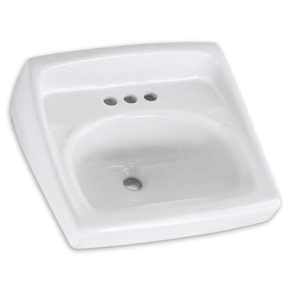 American Standard 0355.012.020 Lucerne Wall-Mount Lavatory Sink with 4-Inch Faucet Holes, White