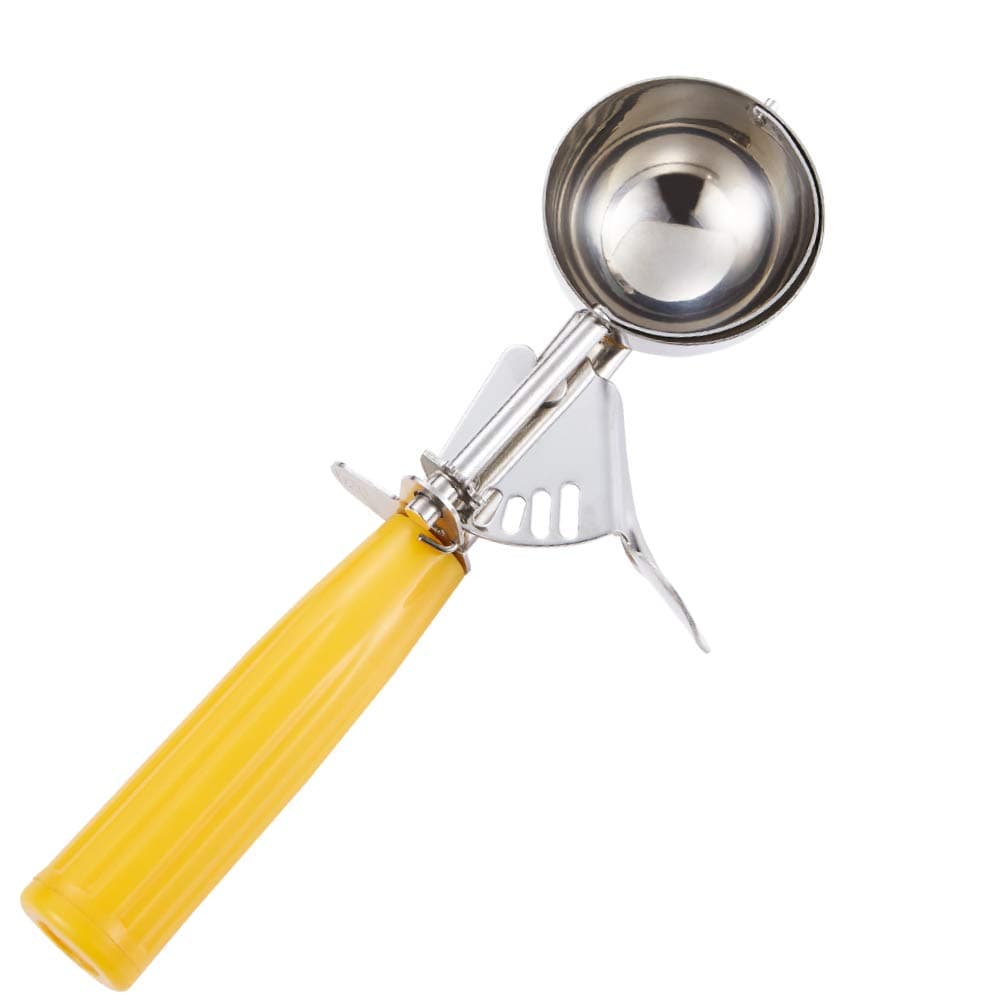 Portion Scoop - #20 (1.5 oz) - Disher, Cookie Scoop, Ice Cream Scoop - Portion Control - 18/8 Stainless Steel, Yellow Handle, For Cookie, Ice Cream, Meatball, Muffin, Cupcake, Protein Balls