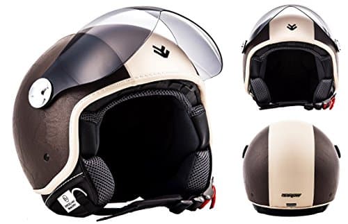 Arrow · AV-84 „Vintage Brown“ (brown) · Open Face Helmet · Motorcycle Jet Retro Motorbike Pilot Scooter · ECE certified · Visor · Click-n-Secure Clip · Carrier Bag · XS (53-54cm)