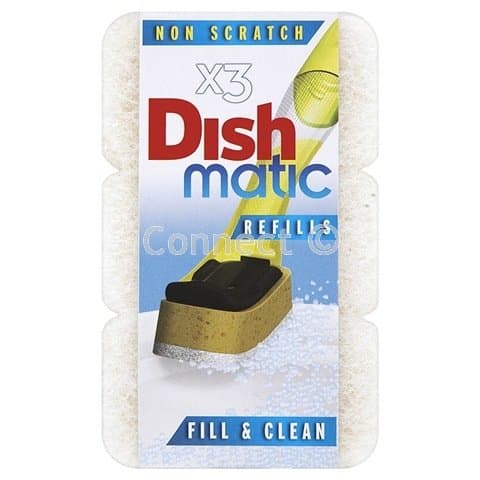 Dishmatique Non Scratch Replacement Heads Non Scratch 73% recyled content White 3 pack of non-scratch replacement heads for the Dishmatic handle. -