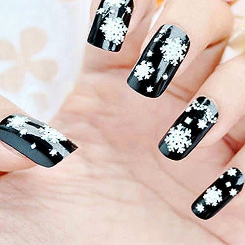 12 Pieces/set Nails Art Sticker Christmas White Snowflake Design Pattern Flash Diamond Designs Manicure Decor Decals