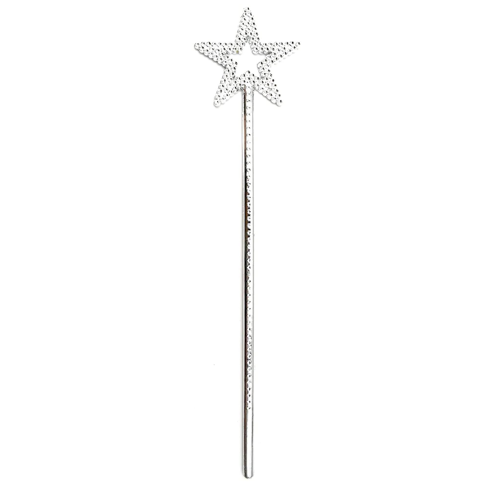 UOUYOO Silver 13 Inches Star Wand Angel Wand Sticks Princess Wand Fairy Wand Plating Wand Silver Star Wands for Halloween, Christmas, Thanksgiving, Holiday Shows