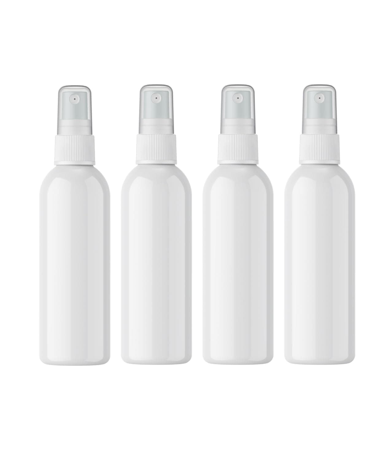 White Trigger Spray Bottles : Fine Mist Optimizer for Hand Sanitizer, Water, Alcohol, Perfume. Refillable Liquid Storage for Skincare, Beauty, Health, Cosmetic Hair, Plants & Cleaning. 4 x 100mL (4)